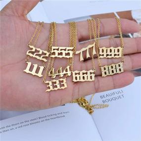 img 2 attached to 📿 Licoda S925 Sterling Silver Angel Number Necklace For Women, Dainty Numerology Jewelry with Choker Chain, Pendants featuring Angel Numbers 111, 222, 333, 444, 555, 666, 777, 888, 999, Ideal for Girls