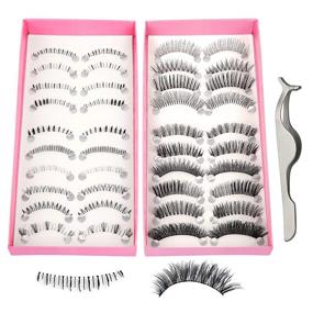 img 4 attached to Teenitor Anime Eyelashes: 20 Desgin Japanese Cosplay Eyelash Set with Applicator Tool - Upper and Lower Lashes - 20 Pair
