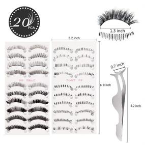 img 2 attached to Teenitor Anime Eyelashes: 20 Desgin Japanese Cosplay Eyelash Set with Applicator Tool - Upper and Lower Lashes - 20 Pair
