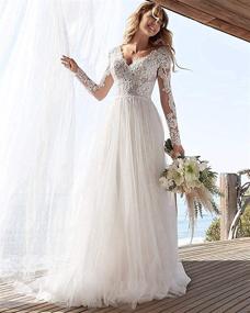 img 2 attached to 👰 Timeless Elegance: Anna's Bridal Long Sleeve Wedding Dresses for Bride 2021 - Exquisite Lace, Beach Boho Bridal Gowns