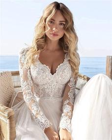 img 1 attached to 👰 Timeless Elegance: Anna's Bridal Long Sleeve Wedding Dresses for Bride 2021 - Exquisite Lace, Beach Boho Bridal Gowns