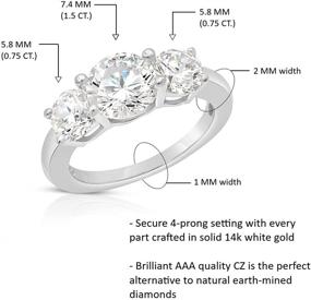 img 1 attached to Solid White Carat Three Stone Engagement