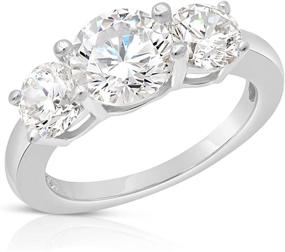 img 4 attached to Solid White Carat Three Stone Engagement