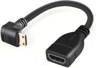 🔌 cablecreation mini hdmi to hdmi cable - 0.5ft, 90° downward angled adapter, 1080p full hd - ideal for camera, camcorder, laptop, hdtv, projector (black) logo