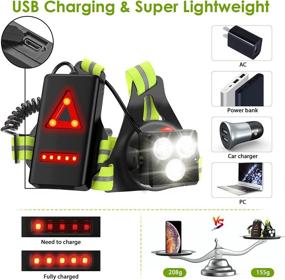 img 1 attached to 🔦 BRGOOD Upgraded LED USB Rechargeable Chest Light - Reflective Night Running Lights with Adjustable Beam - Ultra Bright Safety Back Warning for Camping, Hiking, Running, Jogging, Outdoor Adventure