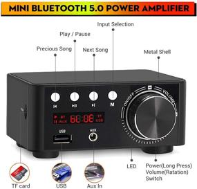 img 3 attached to 🔊 Facmogu Black Mini Bluetooth Power Amplifier 100W BT 5.0 - Wireless Stereo Audio Player for Home & Car - TF/USB, No Power Supply Included