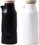 🍶 set of 2 ceramic dispenser bottles for kitchen, ideal for oil, vinegar, soy sauce, maple syrup - 400ml / 13.5oz capacity logo