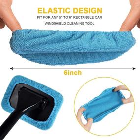 img 1 attached to 🚗 eFuncar Car Care Microfiber Cloths: Windshield Cleaning Tool with Replaceable Glass Cleaning Bonnets - 5 Pack, Blue 5 Inch Fit
