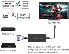 img 2 attached to Преобразователь мужского компонента в HDMI | YPbPr в HDMI адаптер - Поддержка 1080P/720P | Совместим с DVD и Blu-ray плеерами | Подключите к новому HD телевизору/монитору или проектору