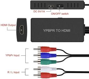 img 3 attached to Преобразователь мужского компонента в HDMI | YPbPr в HDMI адаптер - Поддержка 1080P/720P | Совместим с DVD и Blu-ray плеерами | Подключите к новому HD телевизору/монитору или проектору