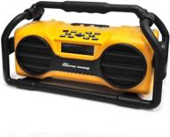 pyle industrial bluetooth stereo speaker boombox - water-resistant radio, rugged design, rechargeable battery, mp3/usb/sd/aux - yellow logo