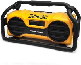 img 4 attached to Pyle Industrial Bluetooth Stereo Speaker Boombox - Water-Resistant Radio, Rugged Design, Rechargeable Battery, MP3/USB/SD/AUX - Yellow