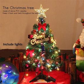 img 3 attached to 🎄 Eschindler 20inch Mini Christmas Tree: Colorful LED Lights Tabletop Decoration for Desktop - Prelit Artificial Tree for Home