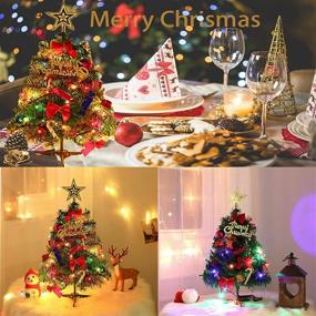 img 2 attached to 🎄 Eschindler 20inch Mini Christmas Tree: Colorful LED Lights Tabletop Decoration for Desktop - Prelit Artificial Tree for Home