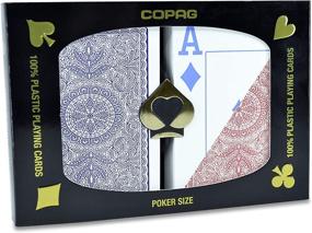 img 2 attached to 🃏 Copag 4-Color Design 100% Plastic Playing Cards: Premium Red/Blue Double Deck Set – Jumbo Index, Poker Size