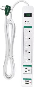 img 4 attached to GG-16326USB Go Green Power Inc. Surge 🔌 Protector with 6 Outlets and 2 USB Ports