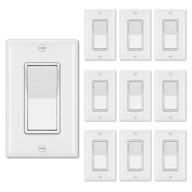 10-pack of bestten single pole decorator wall light switches with wallplate, 15a 120/277v, on/off rocker paddle interrupter for led lamps and other lighting fixtures, ul listed, white logo