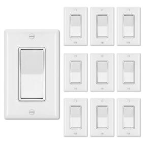 img 4 attached to 10-Pack of BESTTEN Single Pole Decorator Wall Light Switches with Wallplate, 15A 120/277V, On/Off Rocker Paddle Interrupter for LED Lamps and Other Lighting Fixtures, UL Listed, White