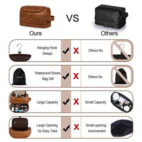img 1 attached to 🧳 Elviros Toiletry Bag, Large Water-Resistant Leather Travel Organizer Kit with Hanging Hook for Men and Women - Brown