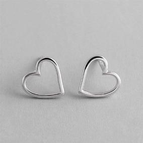 img 2 attached to 💖 Hollow Heart Minimalist 925 Sterling Silver Stud Earrings for Women and Girls - Love Geometric Huggie Studs Fashion – Simple Piercing Post Jewelry - Hypoallergenic Gifts for Girlfriend, Wife, Mom with Sensitive Ear