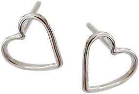 img 4 attached to 💖 Hollow Heart Minimalist 925 Sterling Silver Stud Earrings for Women and Girls - Love Geometric Huggie Studs Fashion – Simple Piercing Post Jewelry - Hypoallergenic Gifts for Girlfriend, Wife, Mom with Sensitive Ear