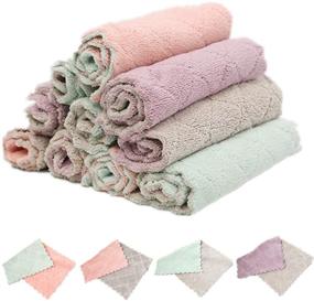 img 1 attached to 🧽 Efficient Kitchen Cloth Dish Towels for Washing Dishes - 8 Pack Double-Sided Microfiber Dish Rags for Reusable Household Cleaning