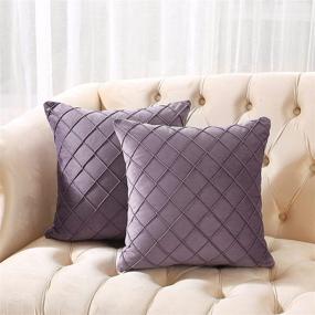 img 4 attached to 🛋️ Add Elegance to Your Décor with Volcanics Pack of 2 Velvet Decorative Throw Pillow Covers - Soft Solid Square Couch Pillow Cover Case Cushion Pillowcase 18x18 Inches, Purple