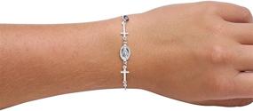 img 3 attached to 📿 Seamless Sterling Silver Miraculous Medal and Cross Bolo Bracelet, Ideal for Girls, 6-8 inch