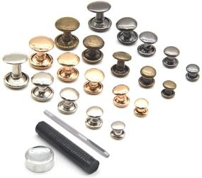 img 2 attached to 400 Sets of Leather Rivets with Double Cap Tubular Metal Studs and Fixing Tools for DIY Leather Craft, Clothing, Shoes, Bags, Belts - Repair and Decoration (8x8mm)