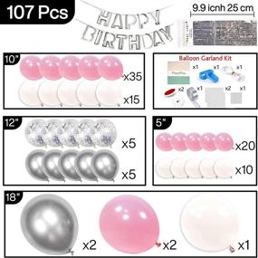 img 1 attached to 🎈 PartyWoo Pink Balloon Set: 107 pcs Pink and White Balloons, Happy Birthday Banners, Silver Confetti Balloons, Hanging Swirls - Perfect Decorations for Baby Shower, Girl's Birthday Party