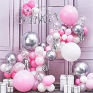 🎈 partywoo pink balloon set: 107 pcs pink and white balloons, happy birthday banners, silver confetti balloons, hanging swirls - perfect decorations for baby shower, girl's birthday party logo