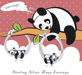 img 3 attached to 🦄 Hypoallergenic Animal Huggie Hoop Earrings for Women - Panda, Unicorn, Hummingbird, Dolphin Design, 925 Sterling Silver Jewelry, Ideal Gifts for Sensitive Ears