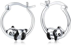 img 4 attached to 🦄 Hypoallergenic Animal Huggie Hoop Earrings for Women - Panda, Unicorn, Hummingbird, Dolphin Design, 925 Sterling Silver Jewelry, Ideal Gifts for Sensitive Ears