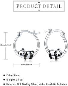 img 2 attached to 🦄 Hypoallergenic Animal Huggie Hoop Earrings for Women - Panda, Unicorn, Hummingbird, Dolphin Design, 925 Sterling Silver Jewelry, Ideal Gifts for Sensitive Ears