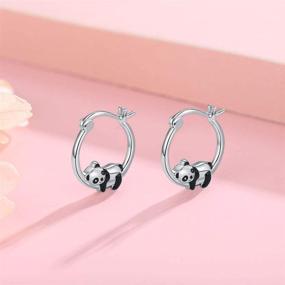 img 1 attached to 🦄 Hypoallergenic Animal Huggie Hoop Earrings for Women - Panda, Unicorn, Hummingbird, Dolphin Design, 925 Sterling Silver Jewelry, Ideal Gifts for Sensitive Ears