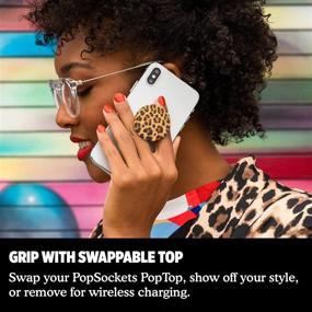 img 1 attached to Улучшенный PopSockets PopGrip: Многофункциональный держатель для телефона и стенд, складной, сменная верхняя часть, "Читтин Шик