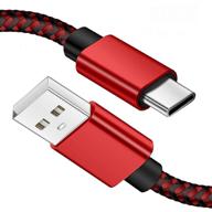 🔌 10ft usb c cable - long type c fast charging cable, durable nylon braided for samsung s20 s10 s9 s8 plus note 9, moto z, lg g8, blu g9 pro and other usb c compatible devices (red) logo