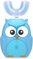 🦷 ультразвуковая детская электрическая зубная щетка с 3 режимами очистки, автоматическим отбеливанием и массажем - милейшая детская зубная щетка с мультяшным дизайном для возраста 2-6 лет (цвет: синий) логотип