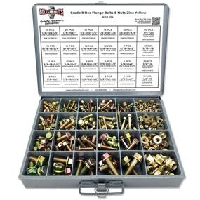 img 1 attached to 🔩 352-Piece Grade 8 Hex Cap Flange Frame Bolt Assortment Kit - Yellow with Locking Flange Nuts: High-Quality & Comprehensive!