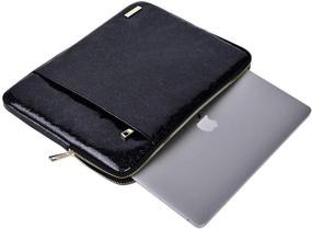 img 3 attached to 💼 MOSISO Laptop Sleeve for 13-13.3 inch MacBook Air, MacBook Pro, 2019 2018 Surface Laptop, Notebook Computer | Vertical Style Padded Bag in Waterproof PU Leather Case | Black