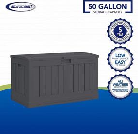 img 3 attached to Suncast 50-Gallon Outdoor Resin Patio Deck Storage Box with Seat, Peppercorn: Stylish and Functional Storage Solution for Your Patio