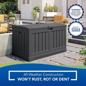 img 2 attached to Suncast 50-Gallon Outdoor Resin Patio Deck Storage Box with Seat, Peppercorn: Stylish and Functional Storage Solution for Your Patio