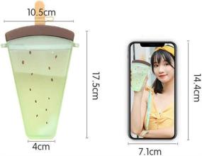 img 2 attached to YunQin 320ml Plastic Water Bottles: Cute Watermelon Ice Cream Design, 4 🍉 Color Options, Straw Included, Anti-Fall Portable Popsicle Shape Water Cup for Girls - Pink