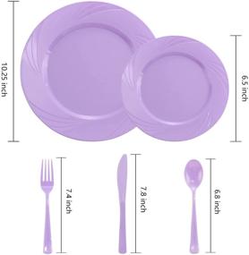 img 3 attached to 🍽️ YOUBET 125-Piece Purple Plastic Dinnerware Set - Includes 25 Dinner Plates, 25 Dessert Plates, 25 Forks, 25 Knives, and 25 Spoons - Perfect for Parties and Events