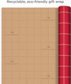 img 2 attached to Hallmark Recyclable Wrapping Paper (3 Rolls: 60 sq. ft. ttl) Red Grid, Blue Chevron, Black Dots on Kraft Brown - Ideal for Birthdays, Graduations, and Christmas