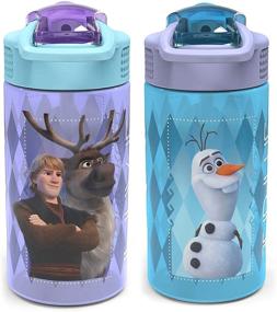 img 3 attached to 🥤 Zak Designs Disney Frozen 2 Kids Water Bottle Set with Reusable Straws and Carrying Loops, Made of BPA-Free Plastic, Leak-Proof Designed Water Bottles (Elsa & Anna, 16 oz, 2pc Set)
