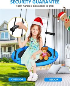 img 1 attached to Ripstop Textilene 700lbs Saucer Tree Swing with Adjustable Ropes for Kids and Adults Outdoor, Steel Frame, Foam Handles, Tree Straps, Carabiner, and Swivel Included