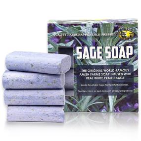 img 4 attached to 🧼 Amish Farms Handmade Natural Body Scrub Soap: Lavender Scent, Made in USA | Exfoliating White Sage Leaves, Paraben and Sulfate-Free (4 Bars)