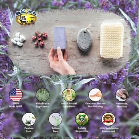 img 1 attached to 🧼 Amish Farms Handmade Natural Body Scrub Soap: Lavender Scent, Made in USA | Exfoliating White Sage Leaves, Paraben and Sulfate-Free (4 Bars)