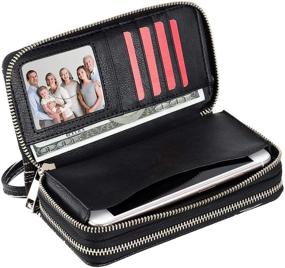 img 1 attached to 💼 Pamida Black Graffiti Double Zipper Long Wallet: Sleek Design with Multiple Interior Pockets